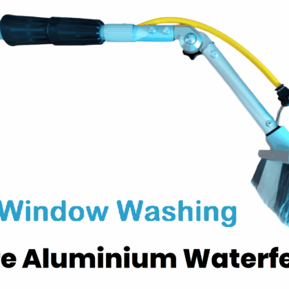 Six metre water fed pole for cleaning high windows from the ground